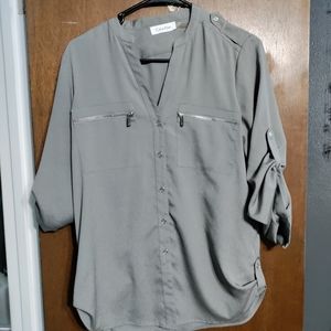 Calvin Klein silver button up shirt